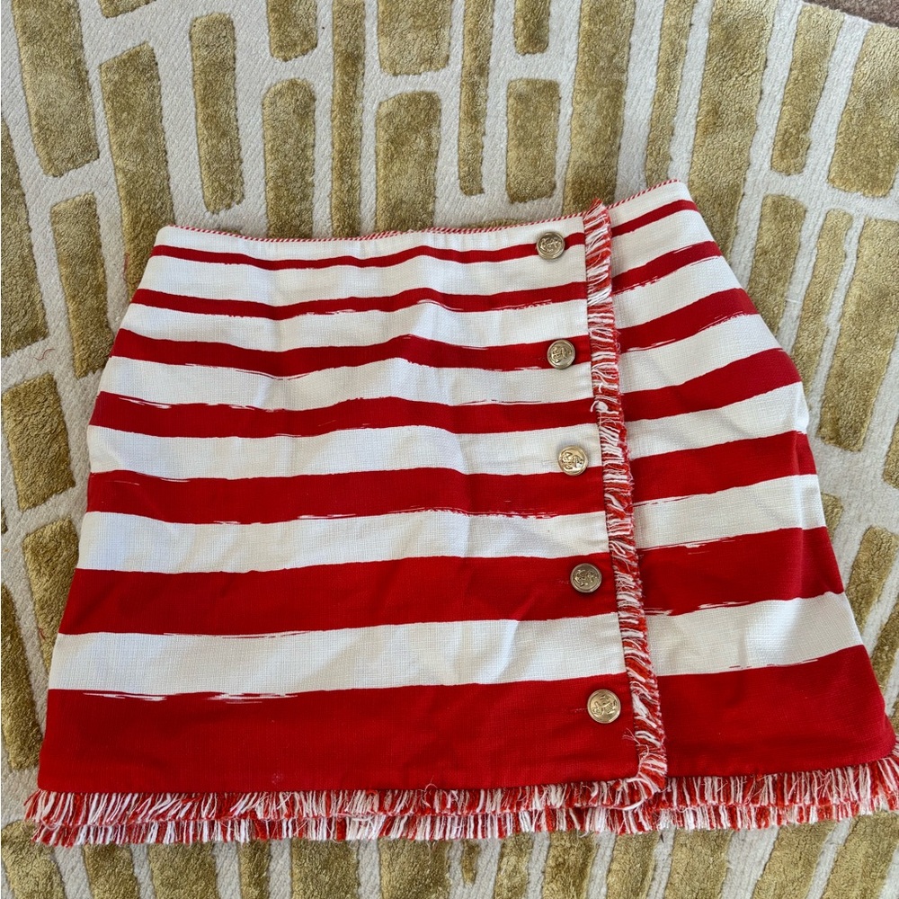 Zimmermann Red and White Striped Mini Skirt